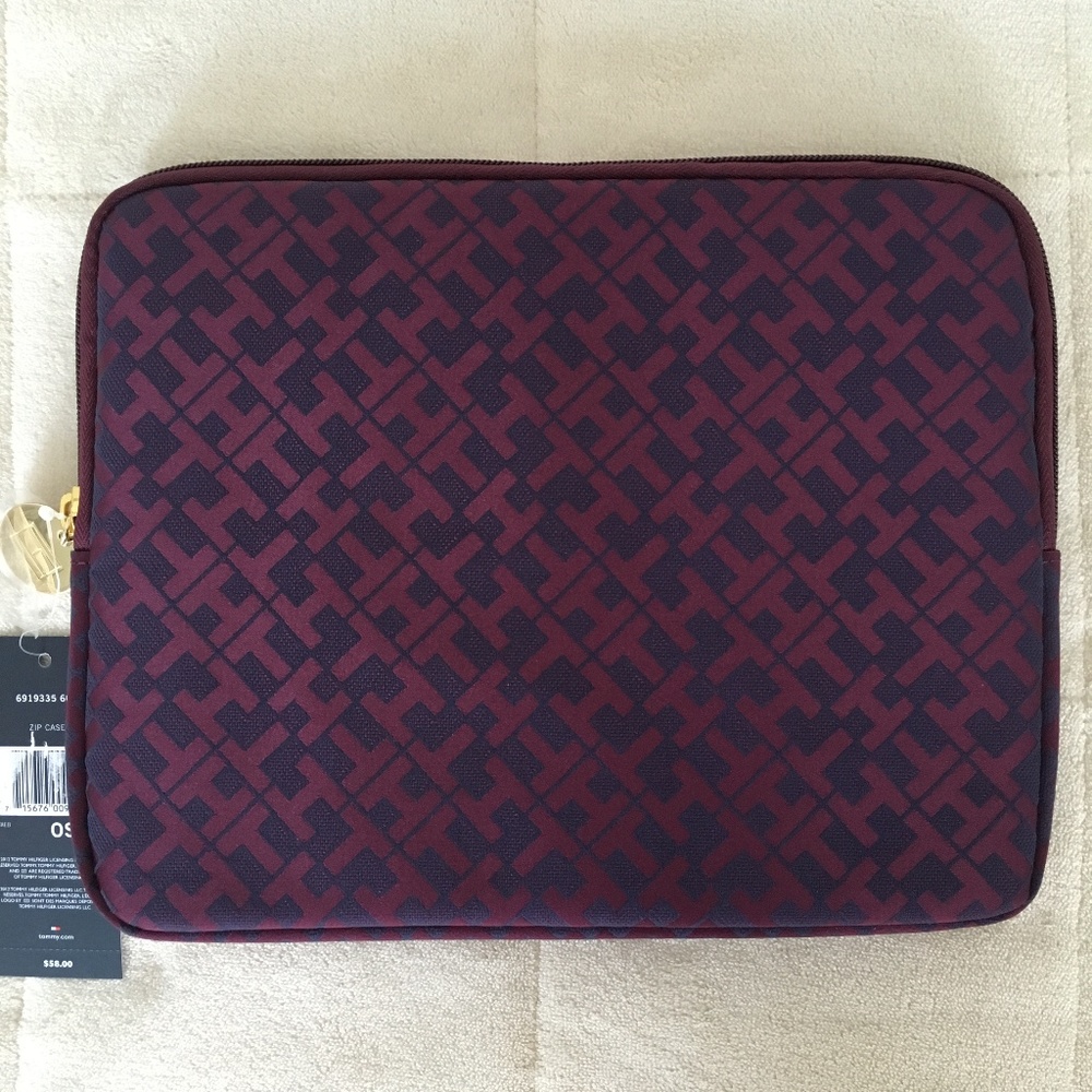 Tommy Hilfiger Monogram iPad Tablet Case Burgundy